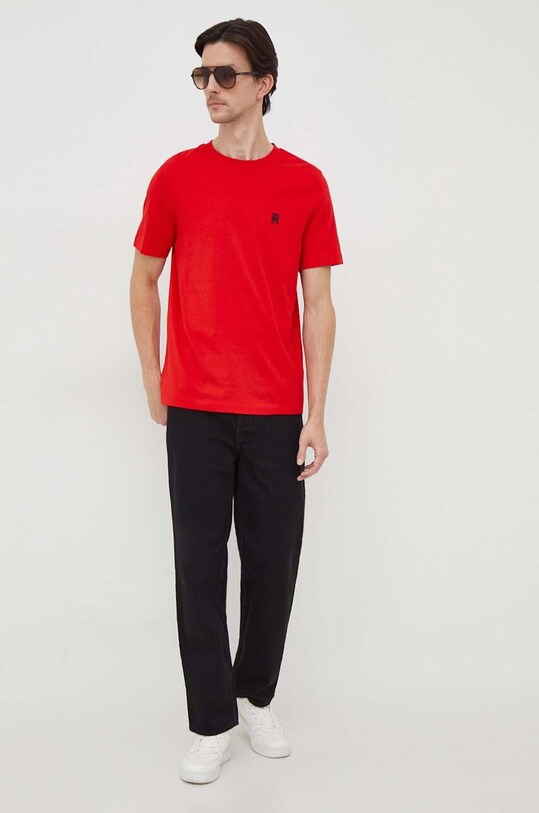Bavlněné tričko Tommy Hilfiger MW0MW33987 červená AW24