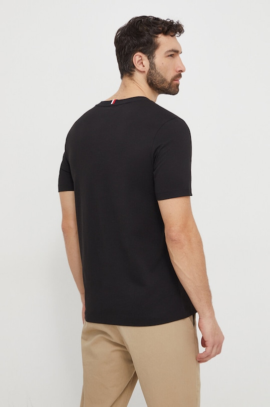 Βαμβακερό μπλουζάκι Tommy Hilfiger MW0MW33987 μαύρο AW24
