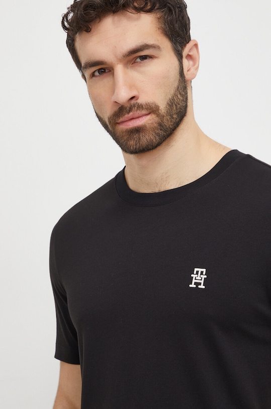 Ρούχα Βαμβακερό μπλουζάκι Tommy Hilfiger MW0MW33987 μαύρο