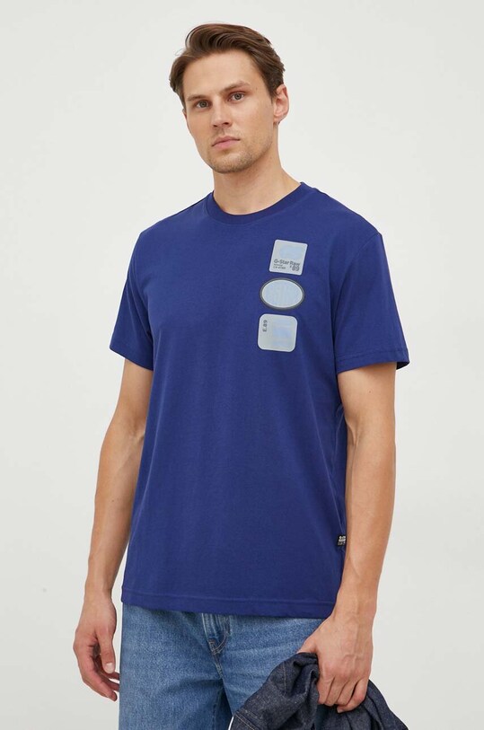 G-Star tricou din bumbac print albastru D23903.336