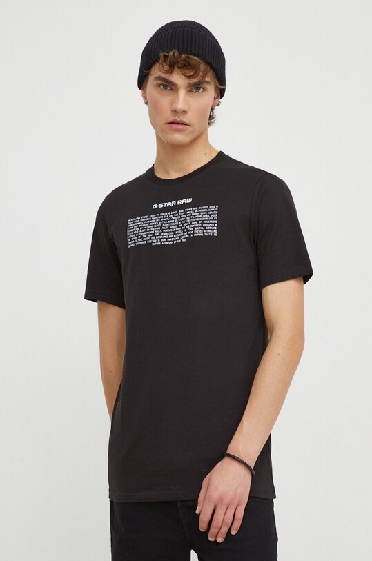 G-Star t-shirt bawełniany nadruk czarny D23902.336