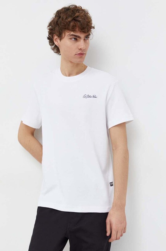 G-Star t-shirt bawełniany biały D23897.C812