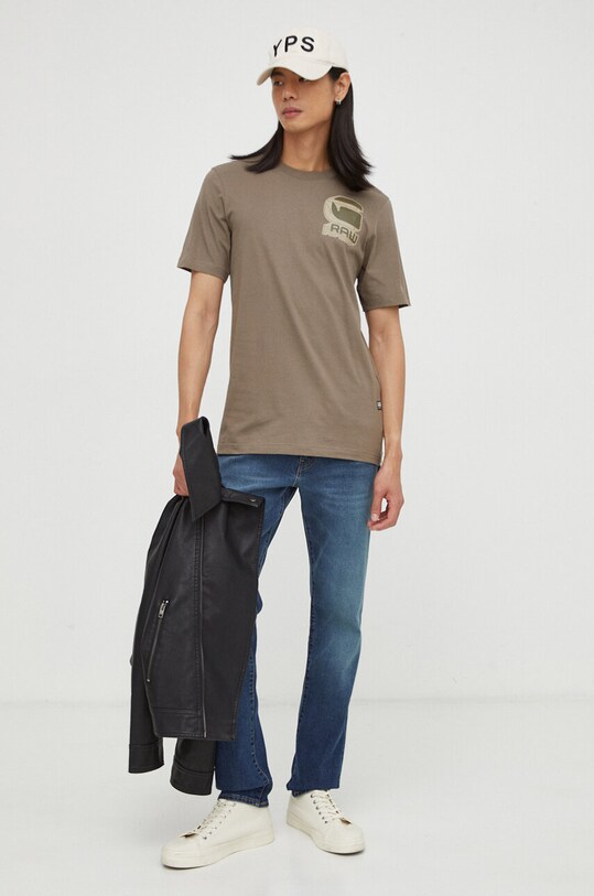 G-Star tricou din bumbac D23901.336 bej SS24