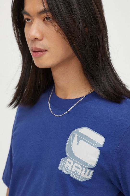 G-Star Raw t-shirt bawełniany nadruk niebieski D23901.336