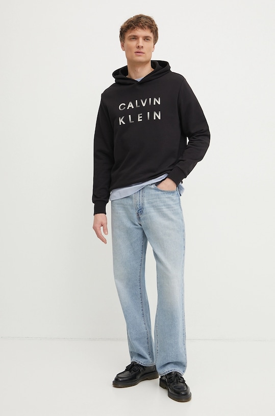 Bombažna kratka majica Calvin Klein K10K112749 modra SS25