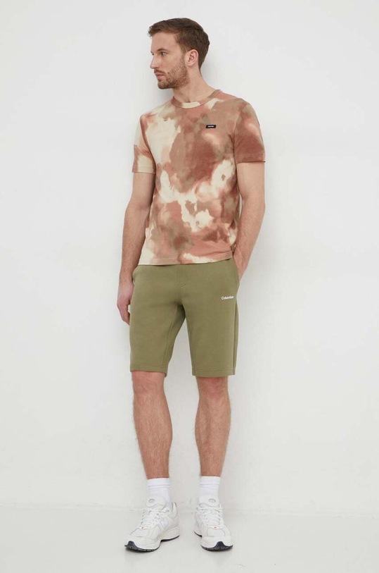Bavlněné tričko Calvin Klein K10K112759 béžová SS24