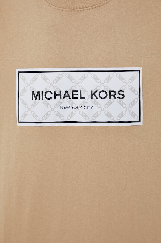 Βαμβακερό μπλουζάκι Michael Kors μπεζ CH351RG1V2