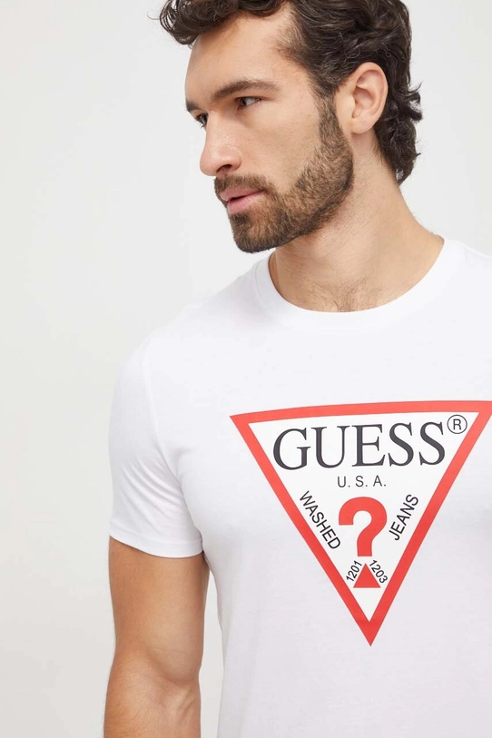 Guess tricou din bumbac print alb M2YI71.I3Z14