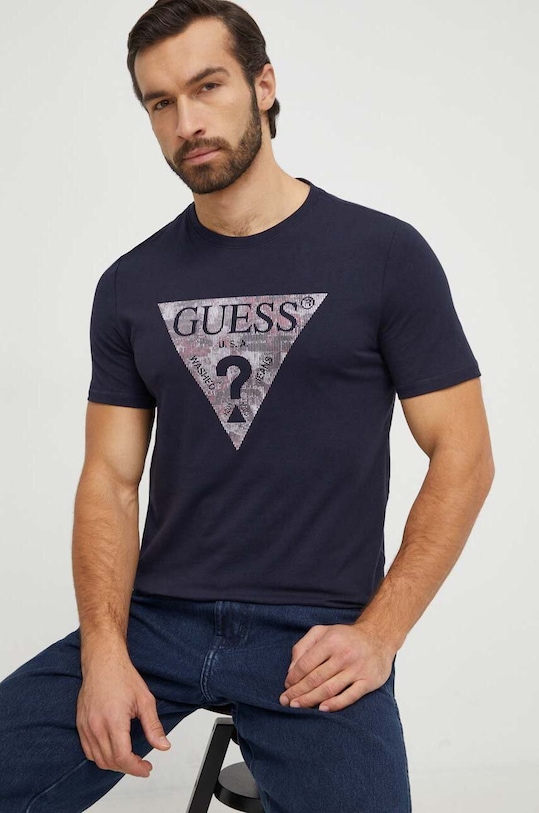 Guess t-shirt z elastanem granatowy M4RI29.J1314