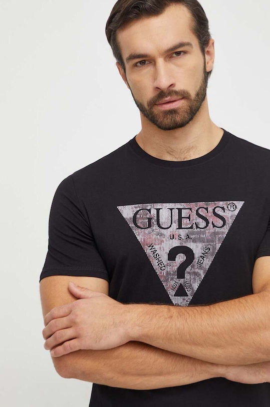 Guess t-shirt z elastanem czarny M4RI29.J1314