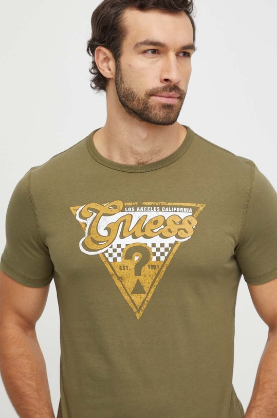 Guess t-shirt bawełniany nadruk zielony M4RI06.I3Z14