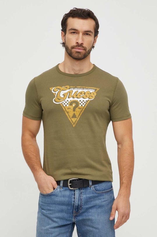 Bavlněné tričko Guess M4RI06.I3Z14 zelená SS24
