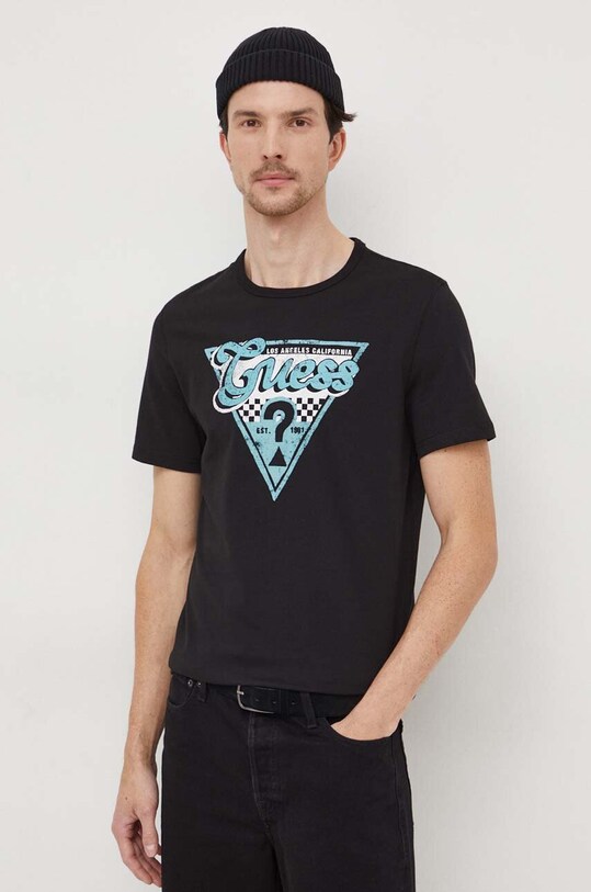 Pamučna majica Guess crna M4RI06.I3Z14