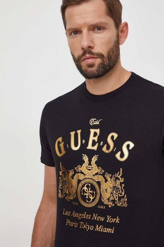 Guess t-shirt bawełniany czarny M4RI54.K9RM1