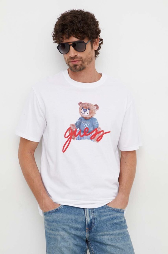 Guess t-shirt bawełniany nadruk biały M4RI81.K9RM1