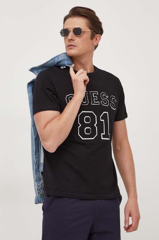 Guess t-shirt bawełniany czarny M4RI22.K8FQ4