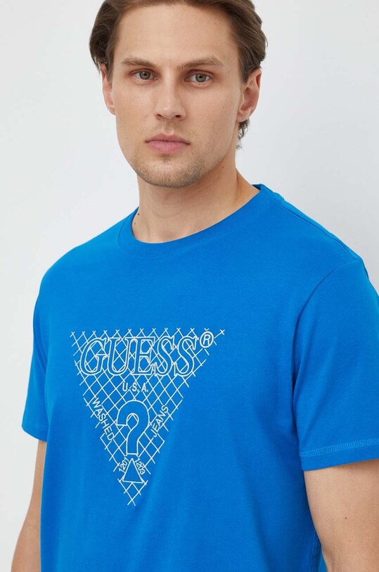 Хлопковая футболка Guess regular голубой M4RI27.K8FQ4