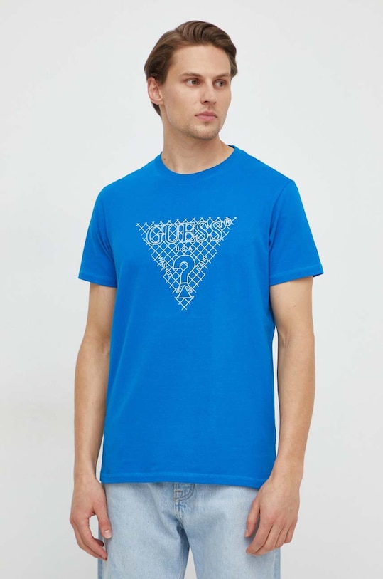 Бавовняна футболка Guess M4RI27.K8FQ4 блакитний SS24