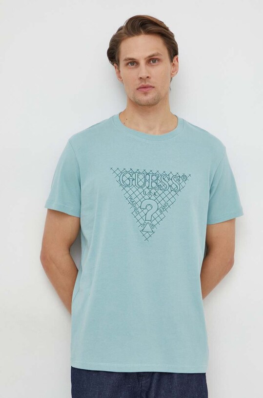 Хлопковая футболка Guess regular бирюзовый M4RI27.K8FQ4