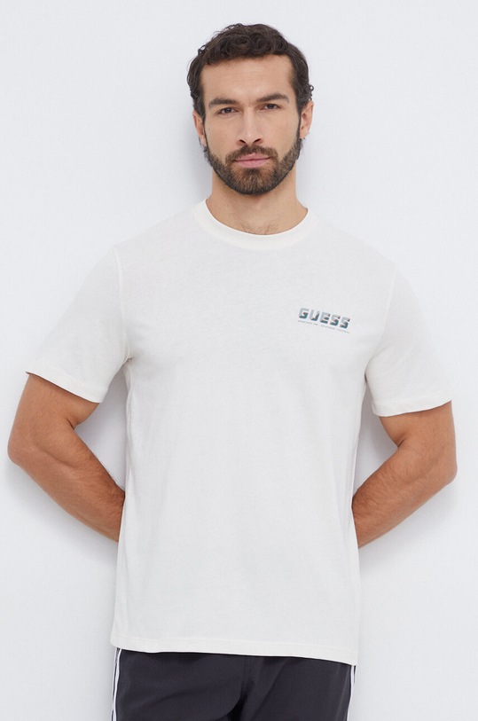 Odzież Guess t-shirt bawełniany MEDGAR Z4RI08.I3Z14 beżowy