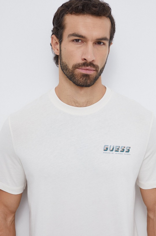 Guess t-shirt bawełniany MEDGAR beżowy Z4RI08.I3Z14