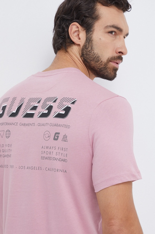 Guess t-shirt bawełniany MEDGAR nadruk różowy Z4RI08.I3Z14