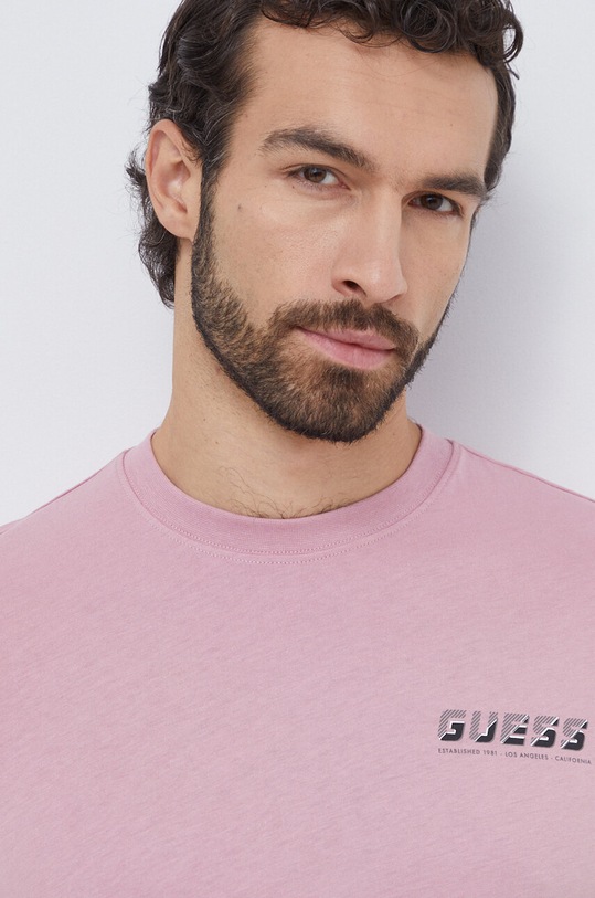 Guess t-shirt bawełniany MEDGAR różowy Z4RI08.I3Z14