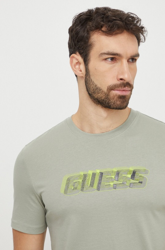 Guess t-shirt bawełniany NIKOLAS zielony Z4RI10.I3Z14