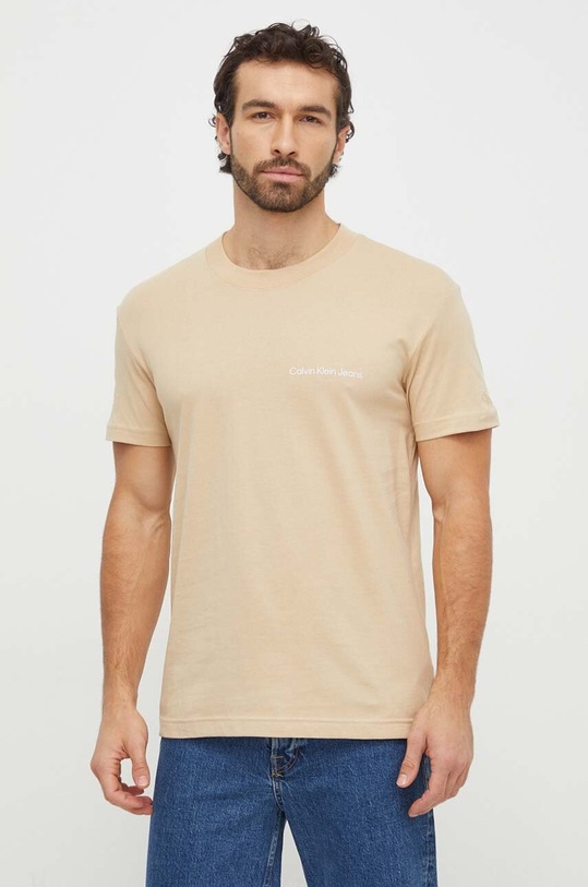 Bavlnené tričko Calvin Klein Jeans J30J324671 béžová SS24