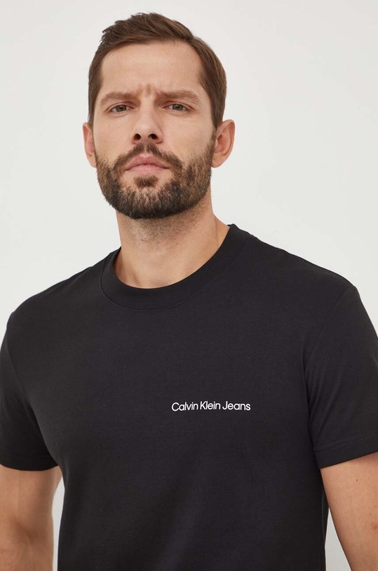 Bavlnené tričko Calvin Klein Jeans J30J324671 čierna SS24
