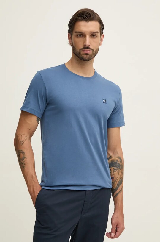 Памучна тениска Calvin Klein Jeans J30J325268 син AW24