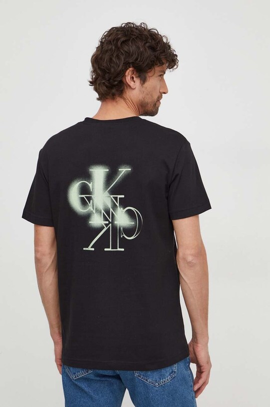 Βαμβακερό μπλουζάκι Calvin Klein Jeans μαύρο J30J324646