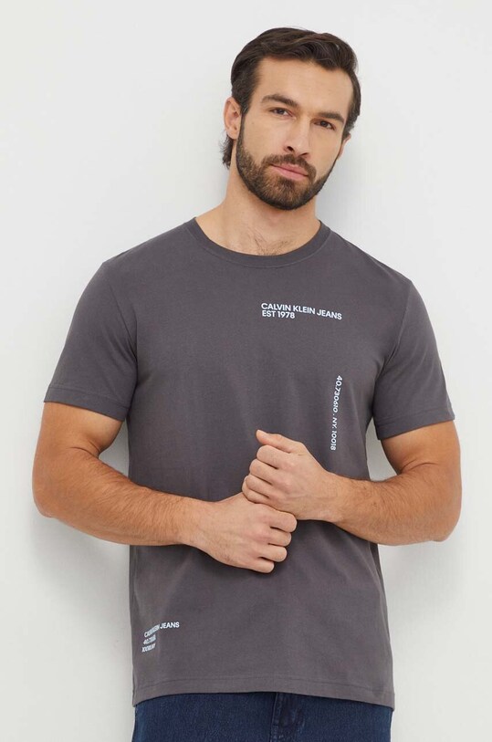 Calvin Klein Jeans t-shirt bawełniany nadruk szary J30J325065