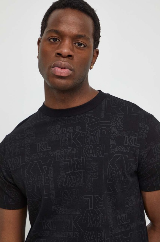 Karl Lagerfeld t-shirt bawełniany wzorzyste czarny 541224.755060