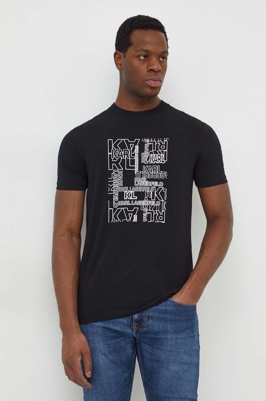 Karl Lagerfeld t-shirt z elastanem czarny 541221.755061