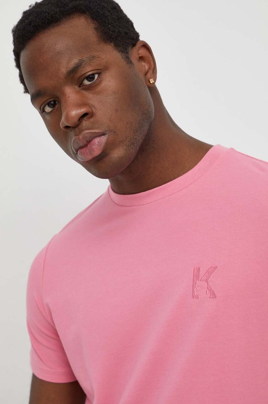 Karl Lagerfeld t-shirt z elastanem różowy 541221.755890