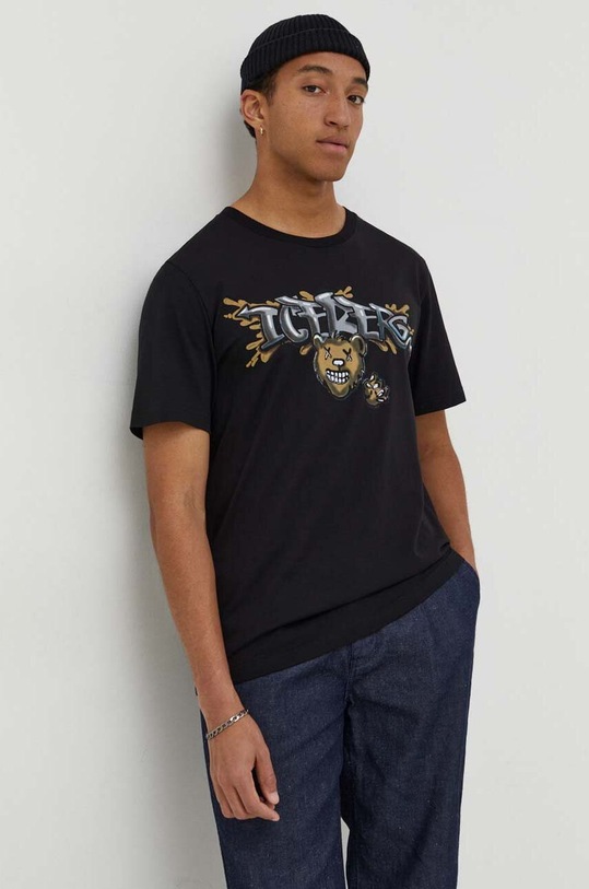Iceberg tricou din bumbac imprimeu negru F02G.6306