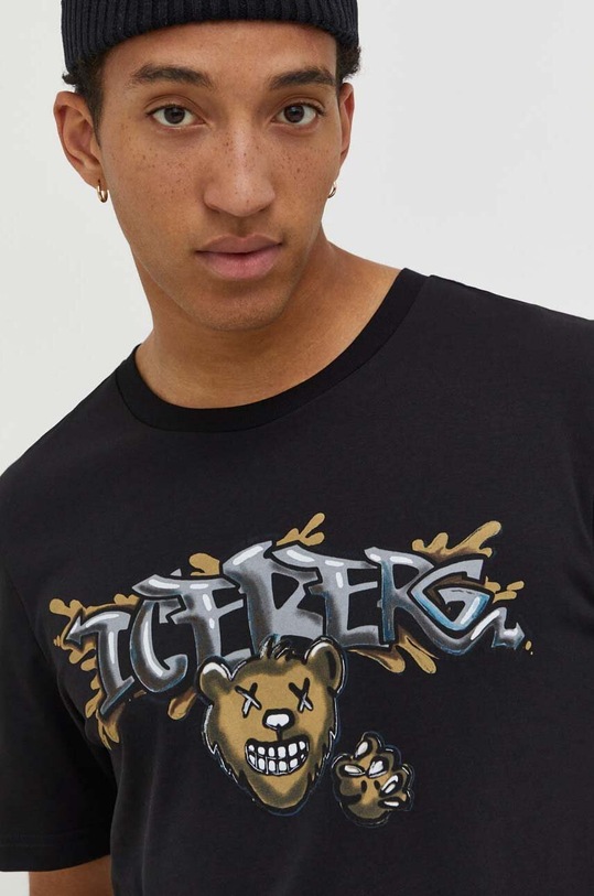Iceberg tricou din bumbac negru F02G.6306