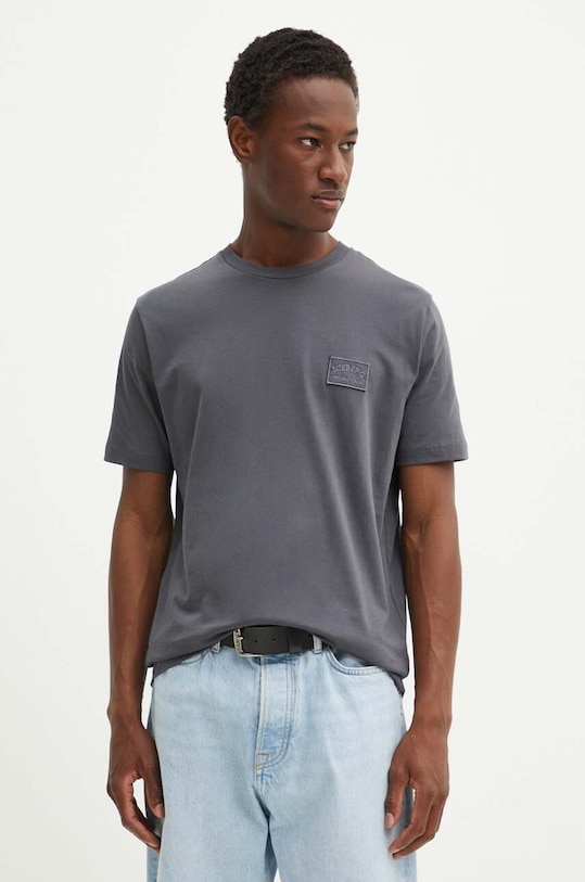 Bavlněné tričko Iceberg hladký šedá F013.6325