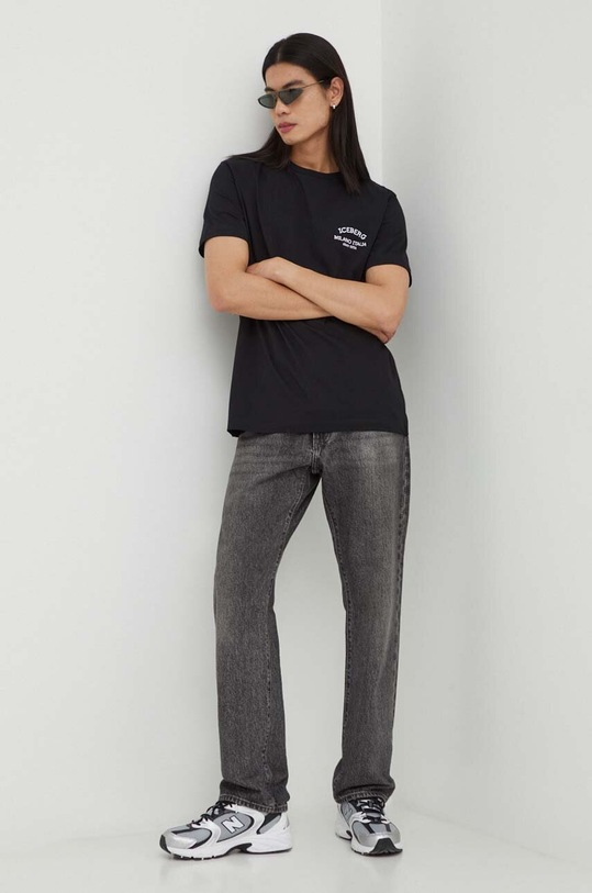 Iceberg tricou din bumbac F013.6325 negru AW24