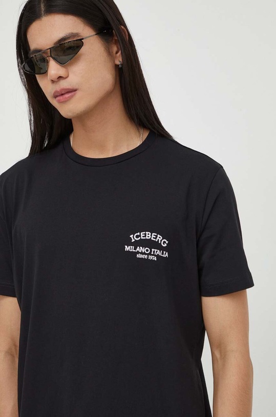 Iceberg tricou din bumbac negru F013.6325