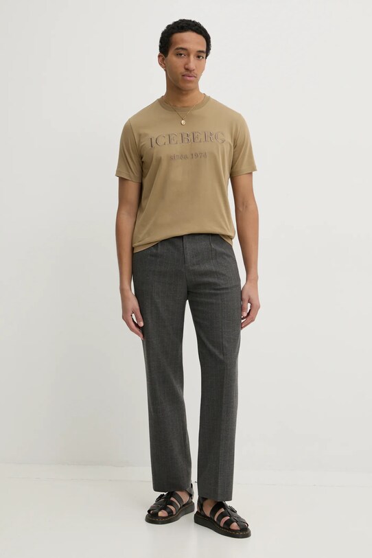 Iceberg tricou din bumbac F014.6327 verde SS25