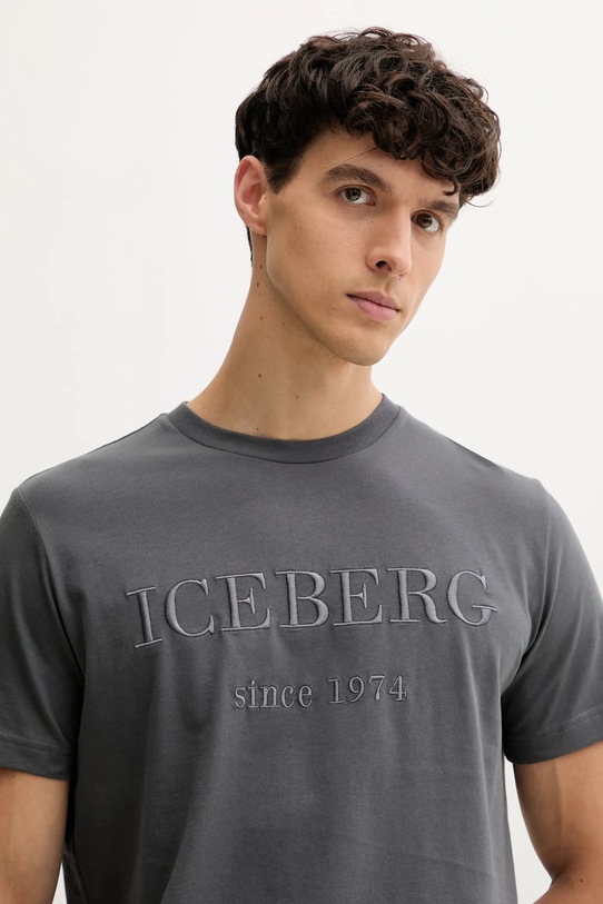Bombažna kratka majica Iceberg siva F014.6327