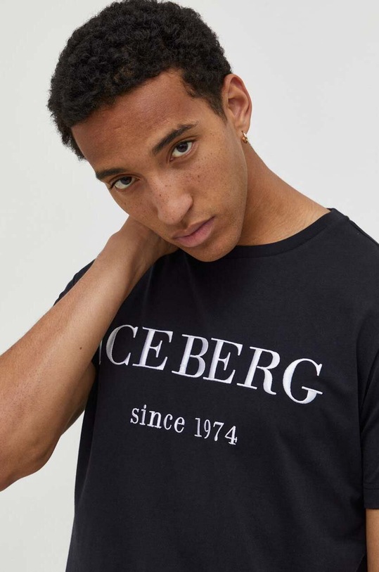 Iceberg tricou din bumbac negru F014.6327