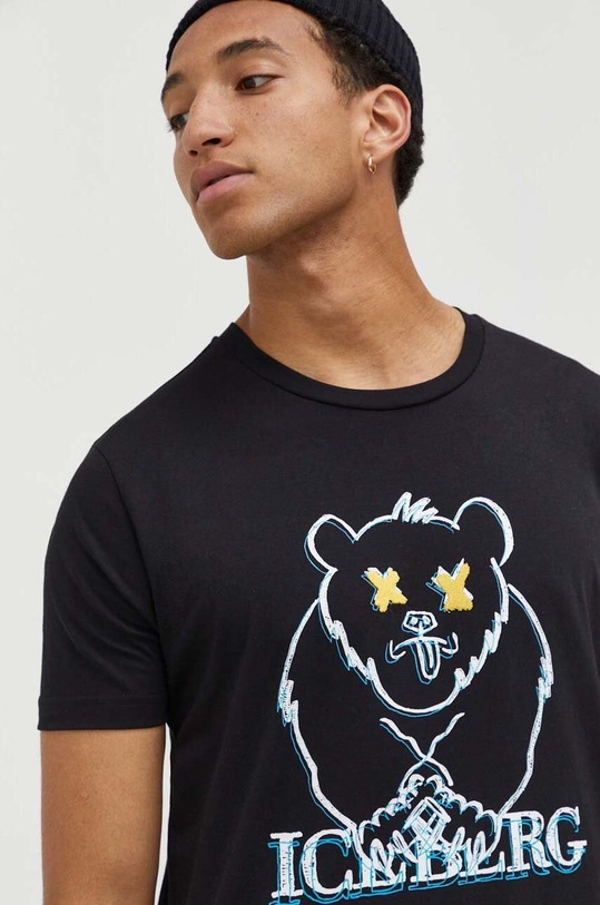 Iceberg tricou din bumbac negru F019.6306