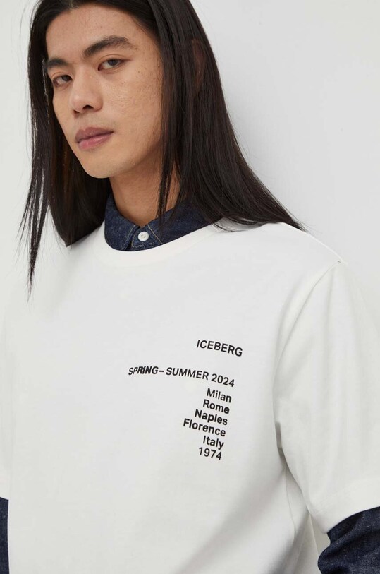 Хлопковая футболка Iceberg бежевый F021.6304