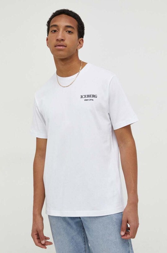Iceberg tricou din bumbac print alb F026.6327