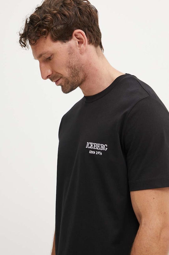 Iceberg t-shirt bawełniany czarny F026.6327