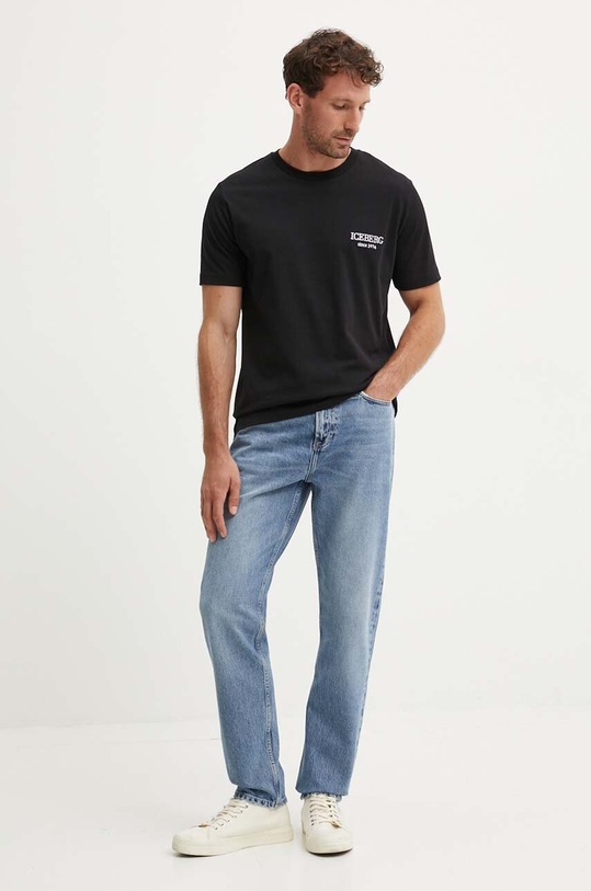 Iceberg tricou din bumbac F026.6327 negru AW24
