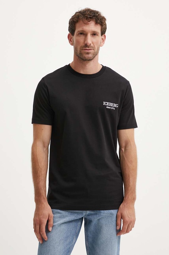 Iceberg t-shirt bawełniany czarny F026.6327